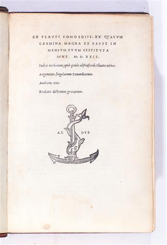 PLAUTUS, TITUS MACCIUS. Ex Plauti comediis XX.  1522